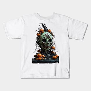 The Enigmatic Glow: Haunted Halloween Pumpkin Kids T-Shirt